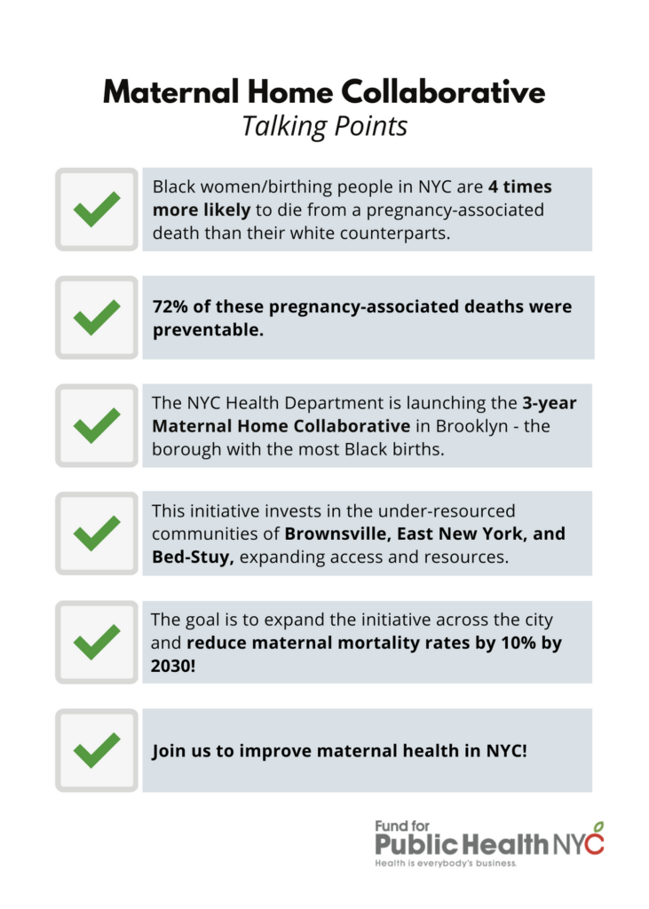 Image of Maternal Home Collaborative Talking Points for 1:1 Conversations.